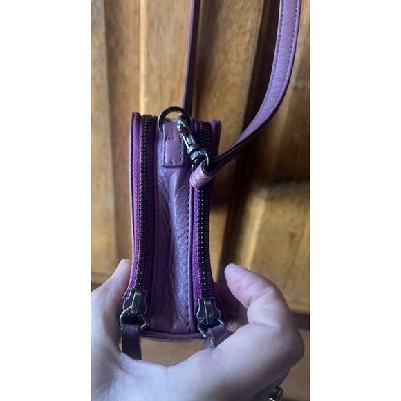 Elk 100% Leather  Purple Crossbody/Clutch Small Bag/Wallet - Picture 6 of 13